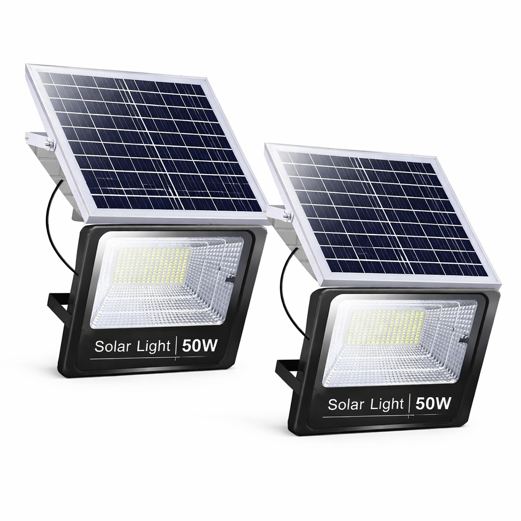 Set 2 Proiectoare Solare Jortan - 50W cu 2 Panouri Solare, 2x Telecomanda