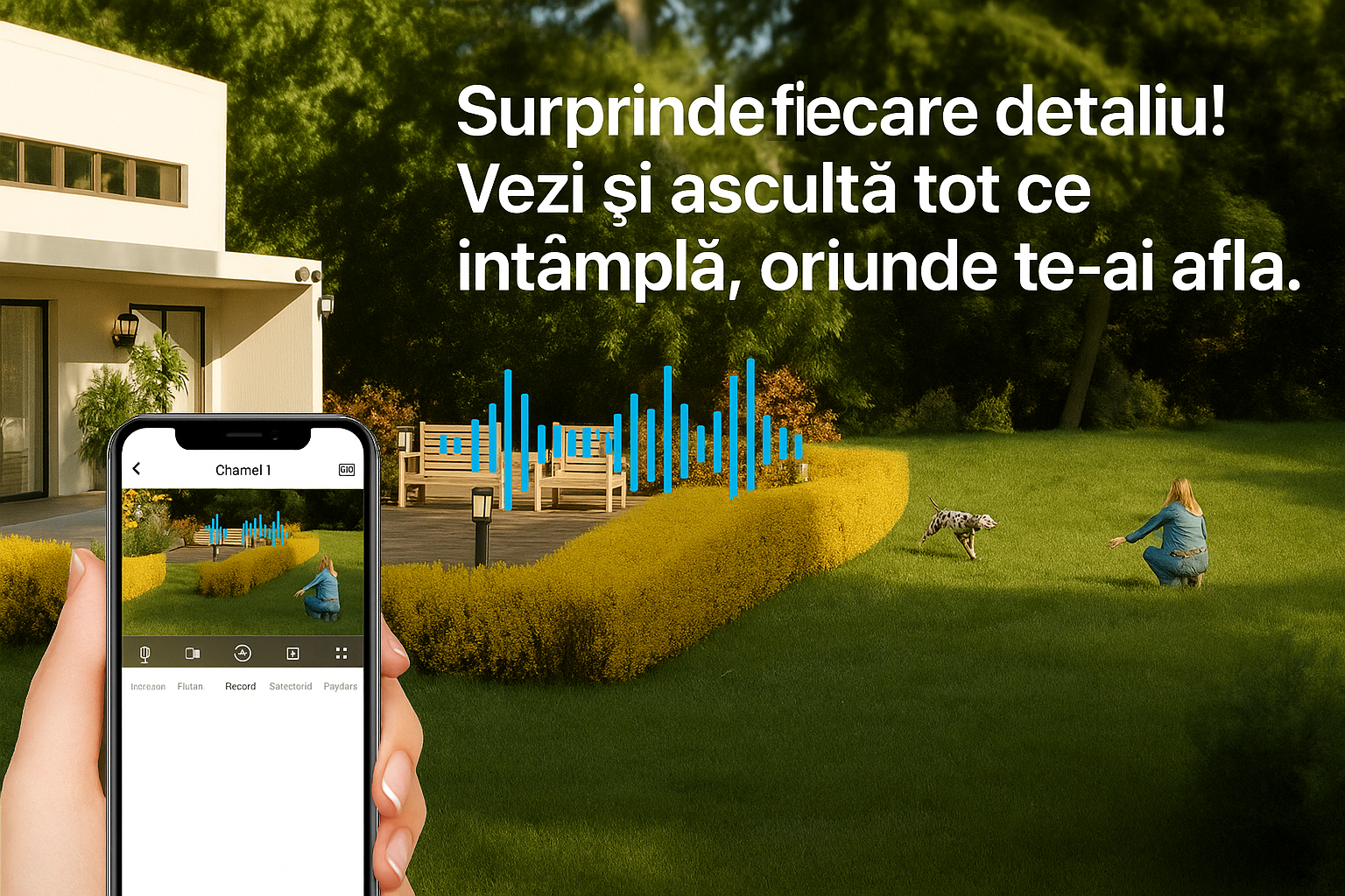 Sistem de Supraveghere Video AHD, Jortan CCTV 4 Camere, Aplicatie Telefon, HDMI Unghi Larg