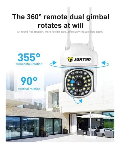 Camera IP JORTAN JT-8167QJ - Supraveghere, Conectivitate Wireless/LAN, Vedere Nocturna, Senzor de Miscare si Conexiune WiFi (Card 64GB Inclus)