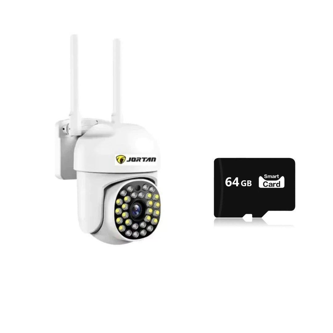 Camera IP JORTAN JT-8167QJ - Supraveghere, Conectivitate Wireless/LAN, Vedere Nocturna, Senzor de Miscare si Conexiune WiFi (Card 64GB Inclus)