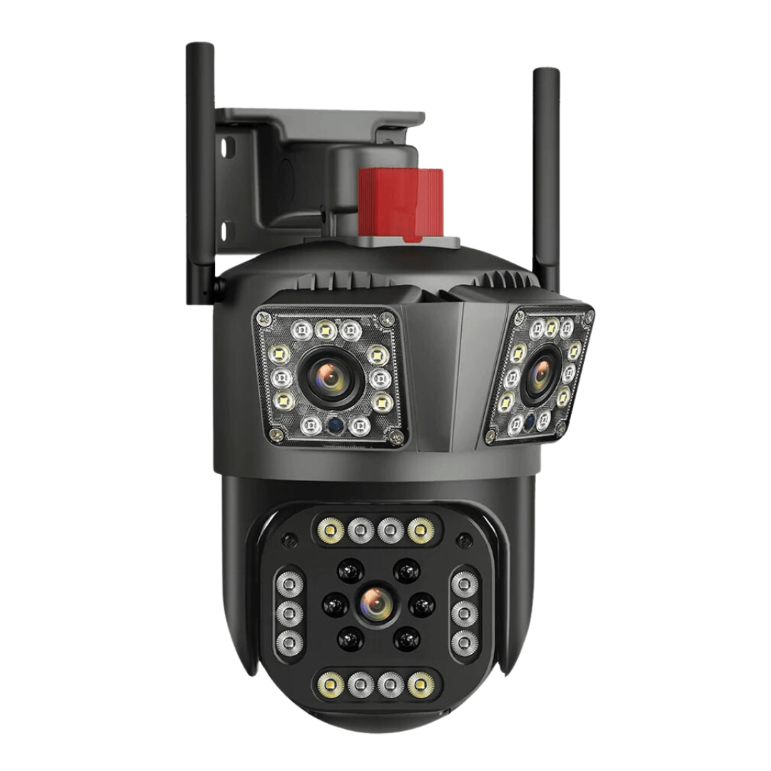 Camera Tripla Wi-Fi 6K 12MP, Zoom Digital 8X, AI Motion Detection, Night Vision, PTZ 355°/90°, IP66