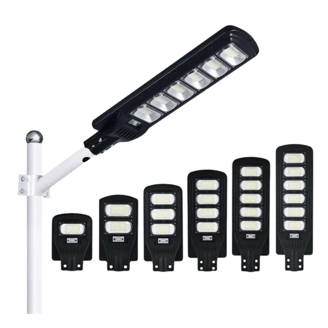 Lampa Stradala Solara 300W, cu Senzor Crepuscular, Telecomanda + Picior Metalic Incluse