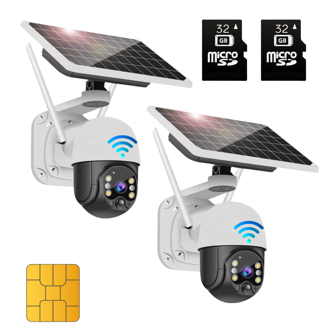 Set 2 Camere Solare 4G Dasgut, cu Slot SIM, Night Visual, Senzor de miscare, 2 Carduri 32GB Inclus