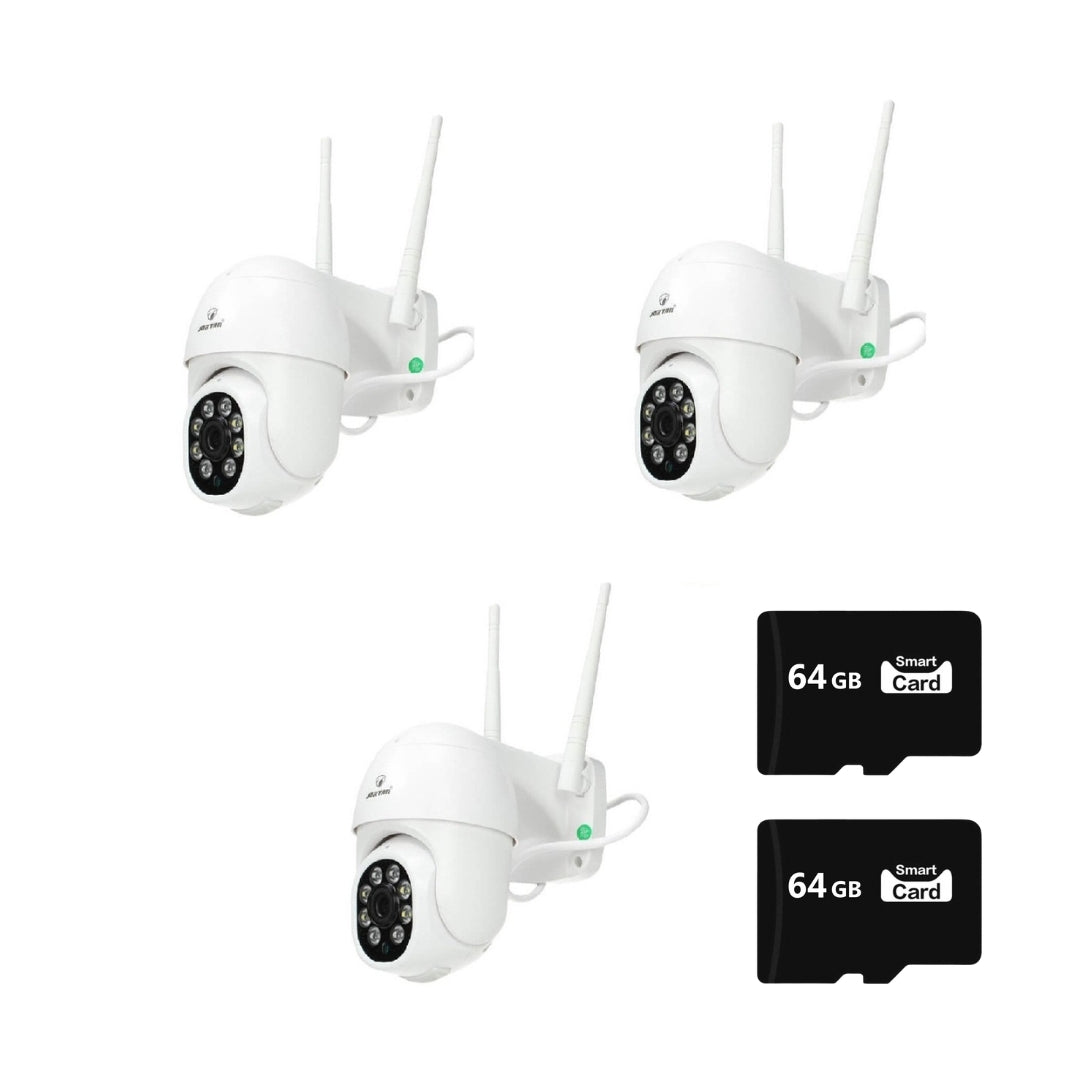 Set 3 Camere de exterior J-8161, WiFi, Monitorizare live pe Telefonul mobil + 2x Card 64GB Incluse