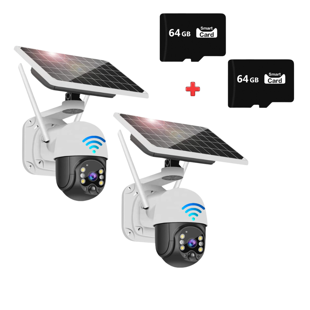 Set 2 Camere Solare 4G Dasgut, Night Visual, Senzor de miscare, 2 Carduri 64GB Inclus