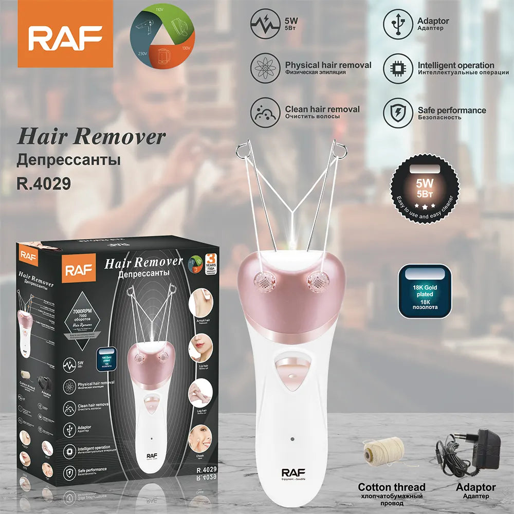 Epilator Electric cu Fir de Ata, Epilare Faciala Naturala, Fara Chimicale, RAF R.4029