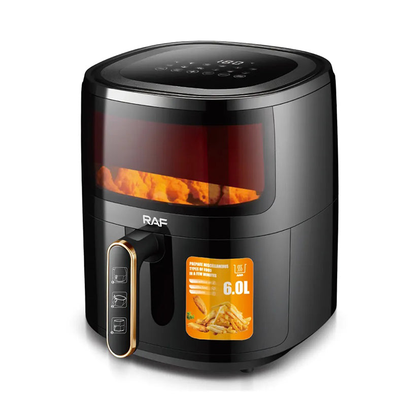 Friteuza cu Aer Cald - Air Fryer RAF- 6L, Control Tactil, cu functie AirCrisp, 1500W, Negru