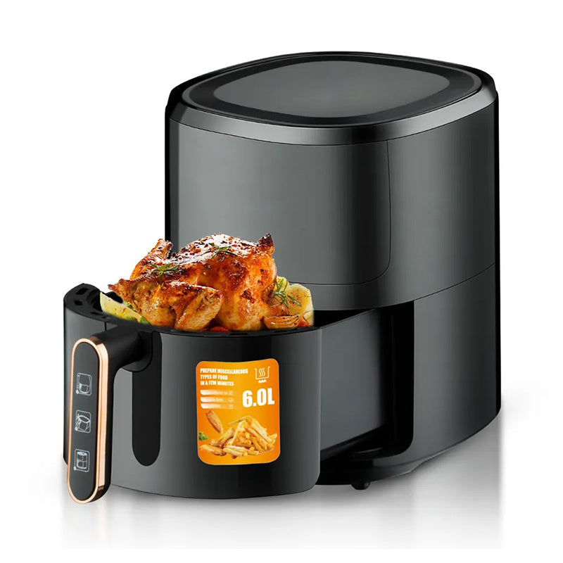Friteuza cu Aer Cald - Air Fryer RAF- 6L, Control Tactil, cu functie AirCrisp, 1500W, Negru