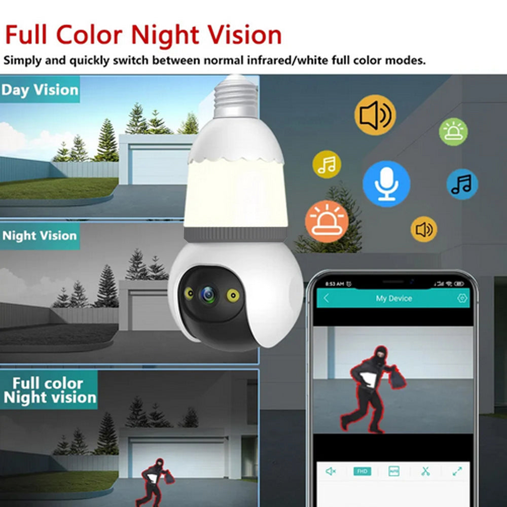 Camera Smart Tip Bec V380Pro 3MP, Detectie AI, Vizibilitate Nocturna 25m, Sirena + Microfon, Card 32GB inclus