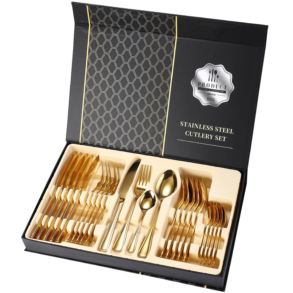 Set 24 de Tacamuri pentru 6 persoane, Fabricate din Otel Inoxidabil