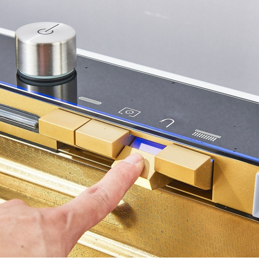 Chiuveta Inteligenta Gold EliteWave, din Otel Inoxidabil 75x45cm - LCD LED, cu Tehnologie Autonoma, Functii Avansate, 2 Cuve si Dus Extractibil