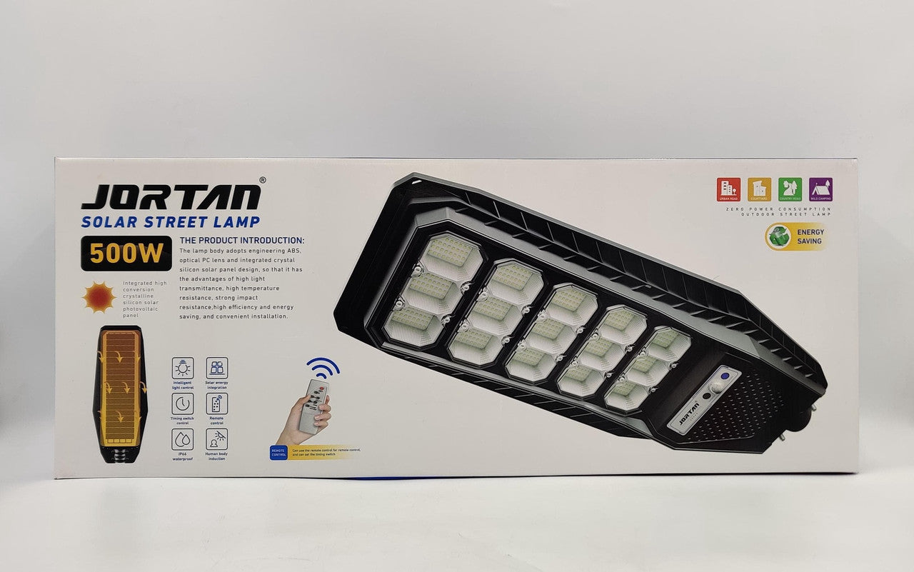 Lampa Solara Stradala Jortan 500W - Baterie 24000mAh, Control Inteligent, IP67 + Picior metalic