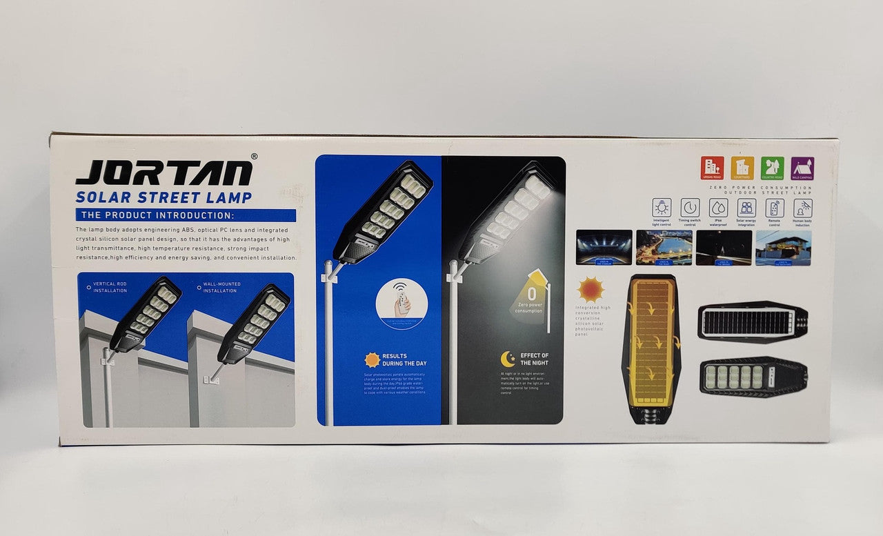 Lampa Solara Stradala Jortan 500W - Baterie 24000mAh, Control Inteligent, IP67 + Picior metalic