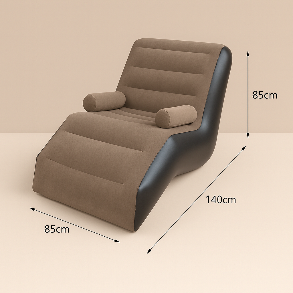 Fotoliu Gonflabil cu Cotiere, Ergonomic, Pentru Interior si Exterior, Maro, cu Pompa Inclusa