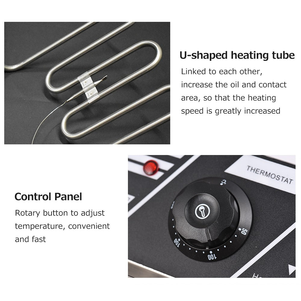 Friteuza Electrica Capacitate - 6 litri din Inox - Uz Profesional sau Personal, Putere 2500W