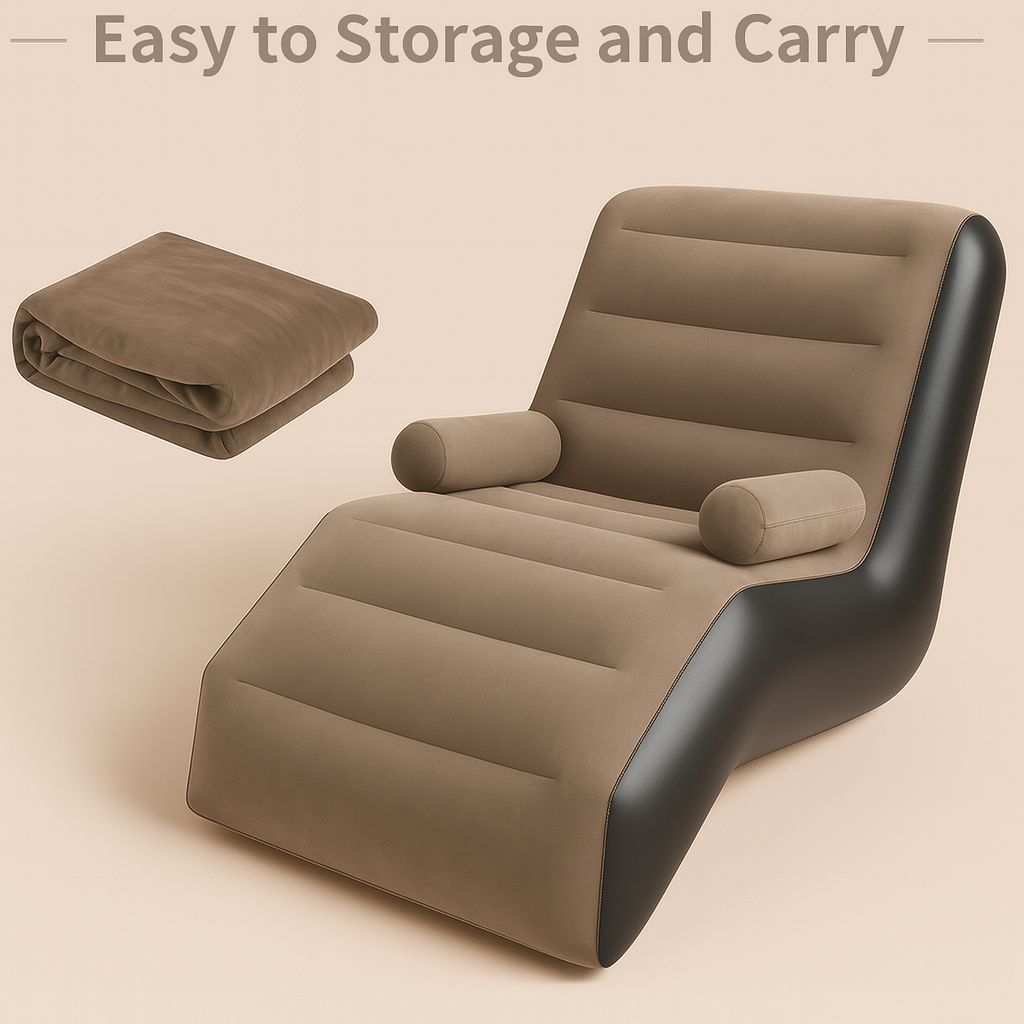 Fotoliu Gonflabil cu Cotiere, Ergonomic, Pentru Interior si Exterior, Maro, cu Pompa Inclusa