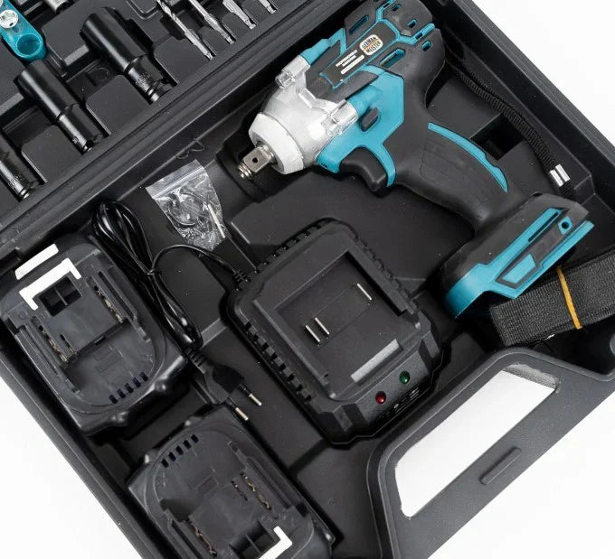 Set Cheie De Impact 48V Cu 2 Acumulatori, Cuplu 550Nm Si 43 Accesorii Incluse