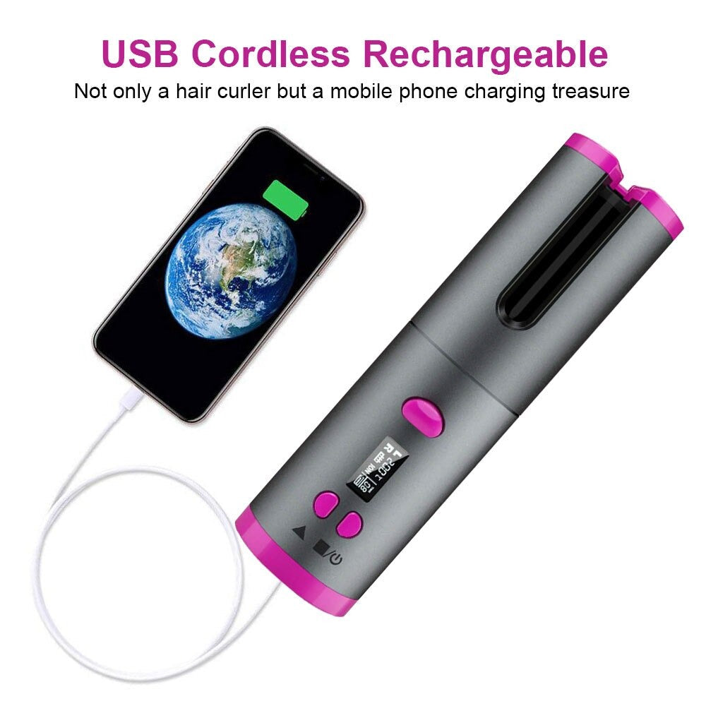 Ondulator Ceramic Wireless, Automat, Portabil, Baterie Reincarcabila Incorporata, Temperatura Reglabila 150-200C