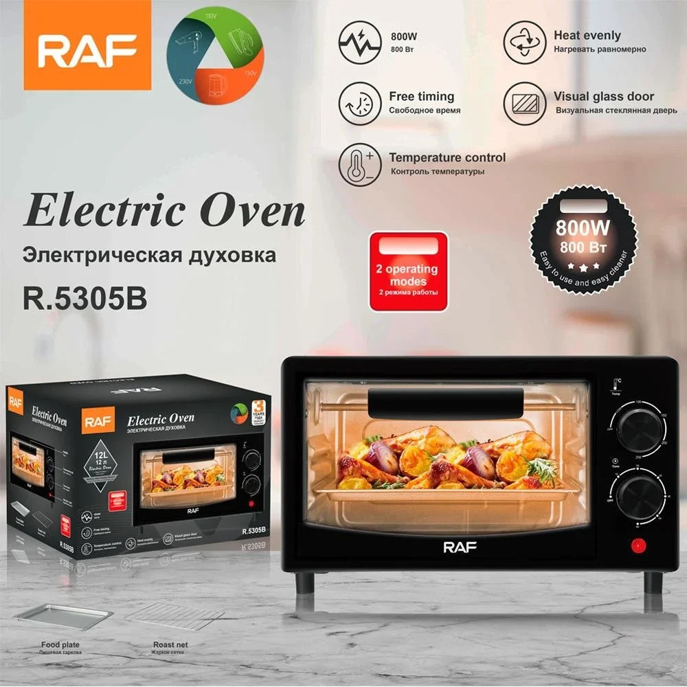 Cuptor Electric RAF R.5305B – 800W, 12L, 2 Moduri de Operare, Timer Integrat