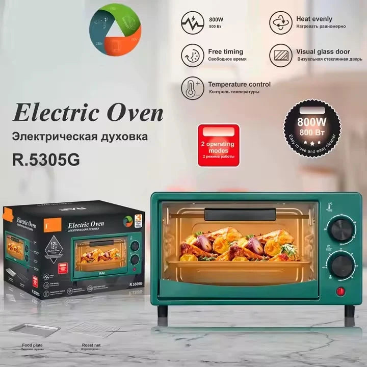 Cuptor Electric RAF R5305G – 800W, 12L, Timer Integrat, 2 Moduri de Operare, Design compact