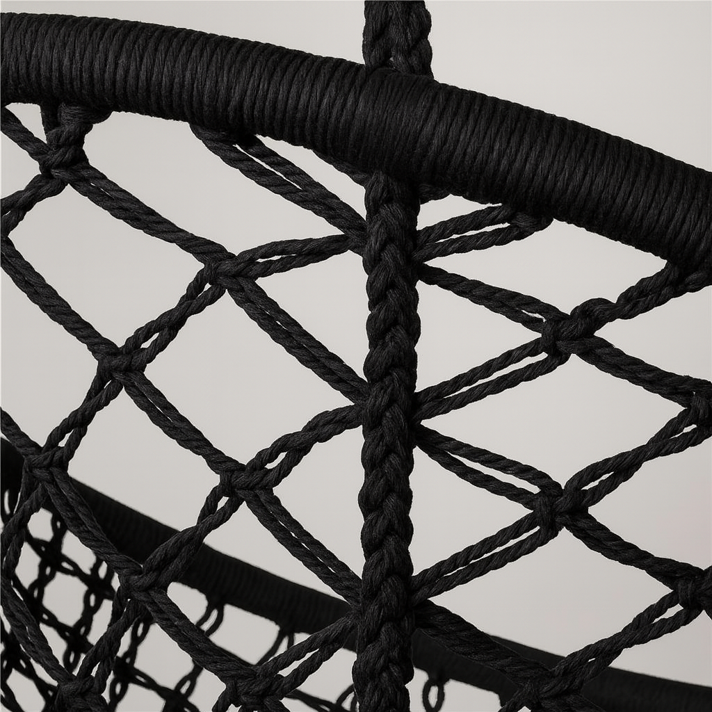 Leagan Brazilian Impletit cu Franjuri, Scaun Agatat, 120 kg, Interior Exterior, Negru