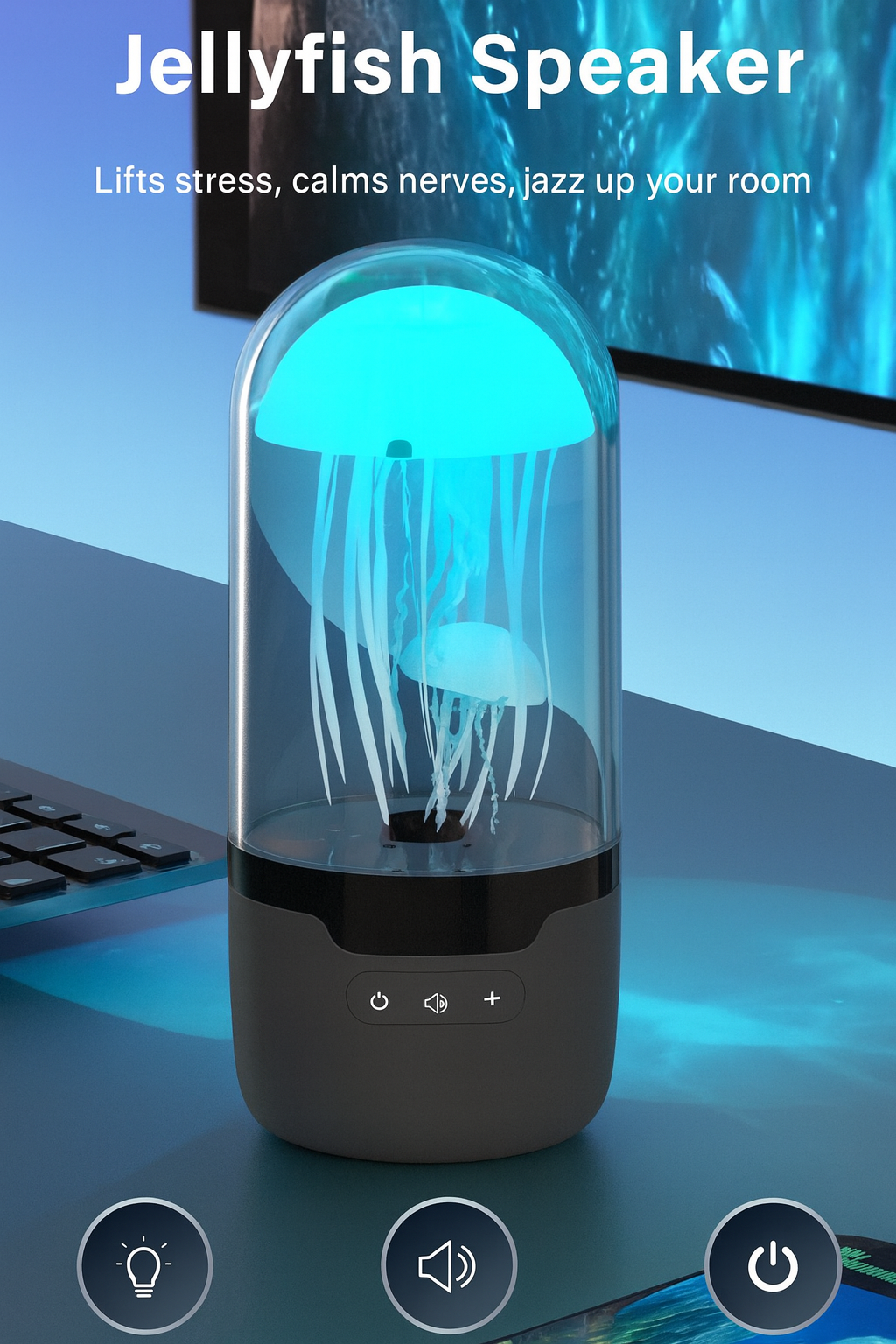 Difuzor Bluetooth Jellyfish - cu Efect Meduza Dinamic, Iluminare LED Multicolora
