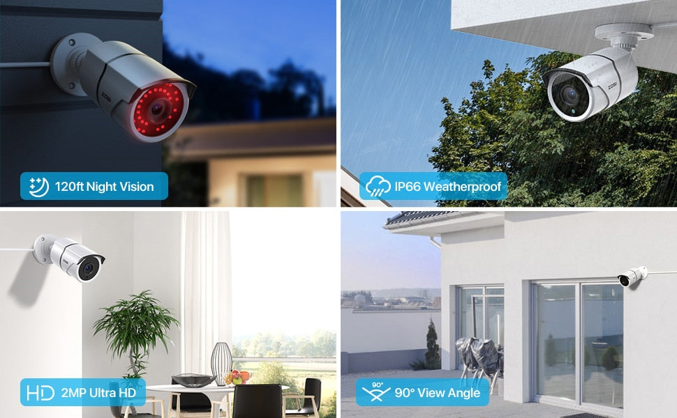 Sistem de Supraveghere Video AHD, Jortan CCTV 4 Camere, Aplicatie Telefon, HDMI Unghi Larg