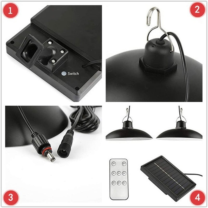 Lampa Solara de Interior cu 1 sau 2 Becuri, 50W, Lumina Alba, cu Telecomanda Inclusa