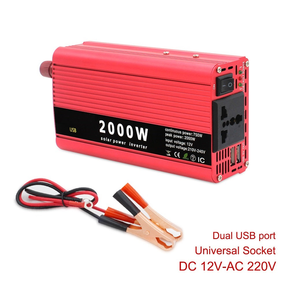Invertor Auto 12V, 300W/500W/1000W/2000W, cu 2 Mufe USB si o Iesire
