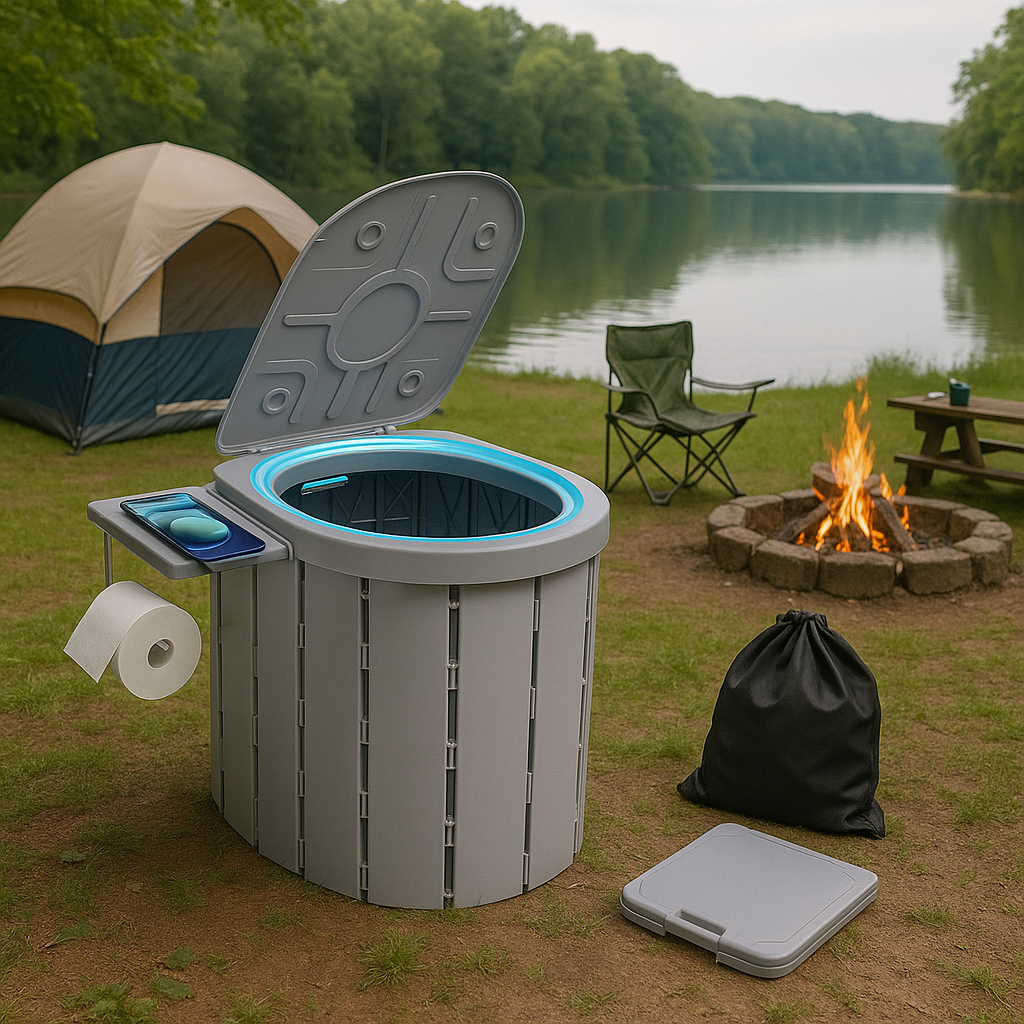 Toaleta Portabila Pliabila din ABS, Rezistenta 200 kg, Pentru Camping si Drumetii