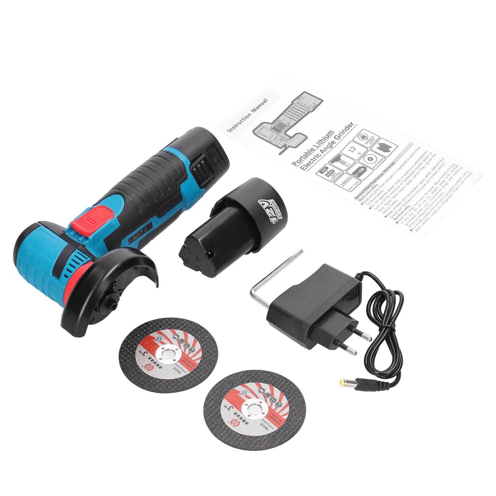 Mini-Polizor de 12V - 2x Acumulatori Discuri 76mm, Motor Brushless, Ergonomic