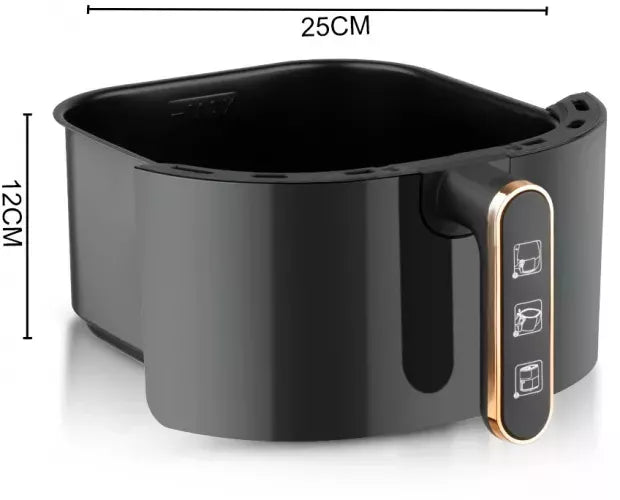 Friteuza Air Fryer RAF, 6L, Aer Cald Fara Ulei, 1500W, Negru, Sticla Transparenta, Touch Screen Digital