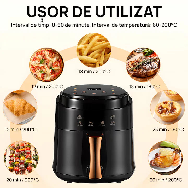 Friteuza cu Aer Cald Hoffmans - XL Air Fryer 7.5L, 2400W - Control Touch Screen