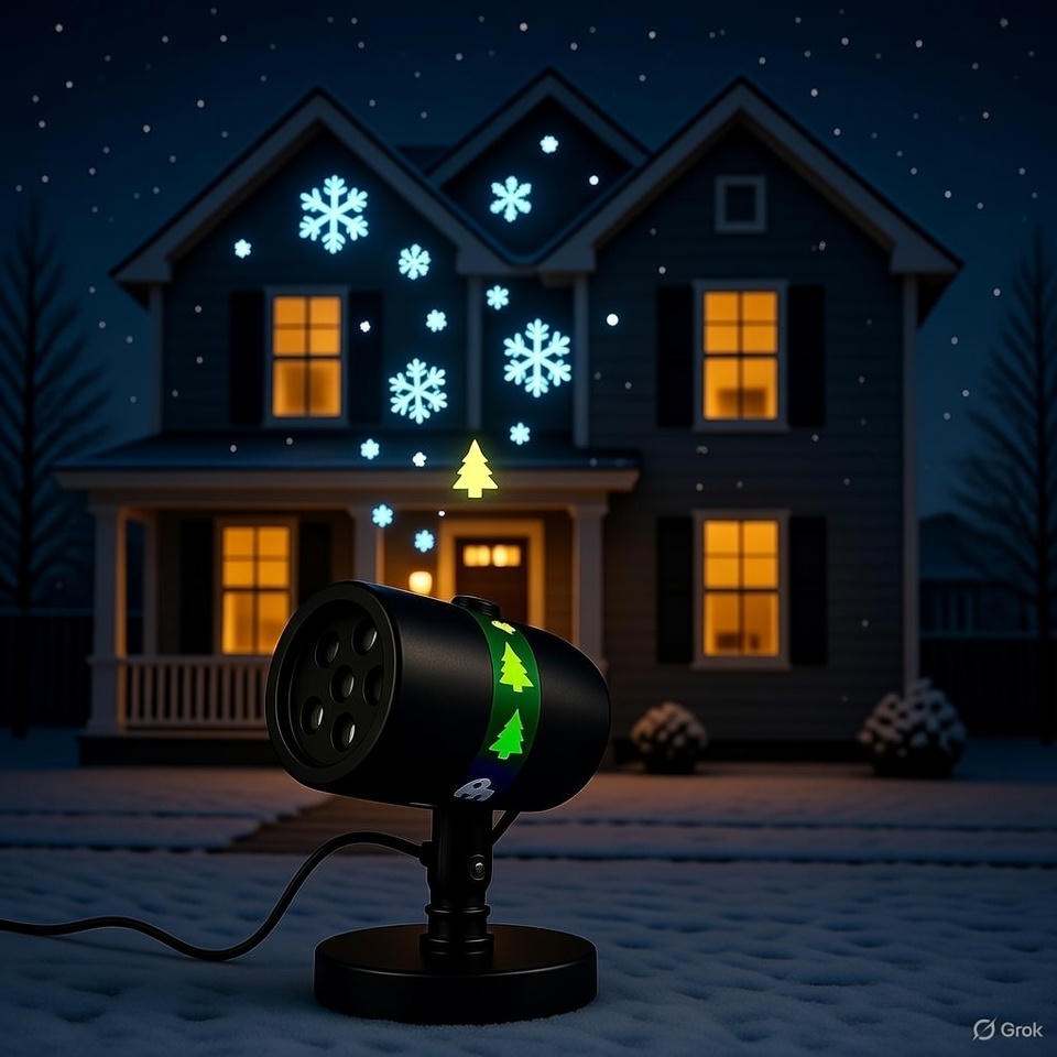 SET 2X Proiectoare LED Craciun, 12 Slide-uri Tematice Decorative, IP44