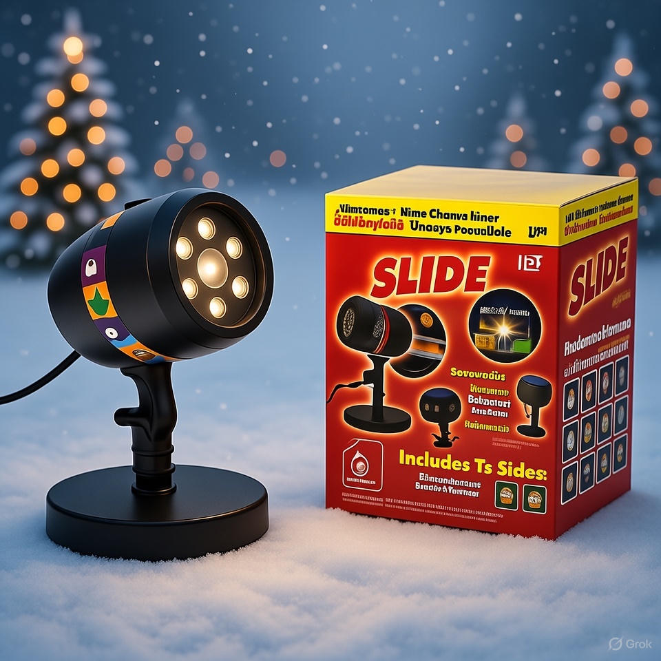 SET 2X Proiectoare LED Craciun, 12 Slide-uri Tematice Decorative, IP44