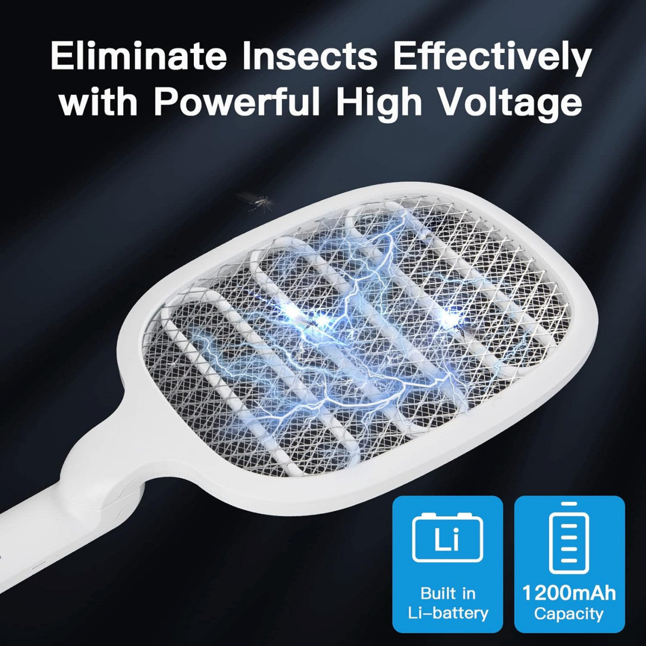 Paleta Electrica Anti-insecte, Baterie 1200mAh, incarcare USB
