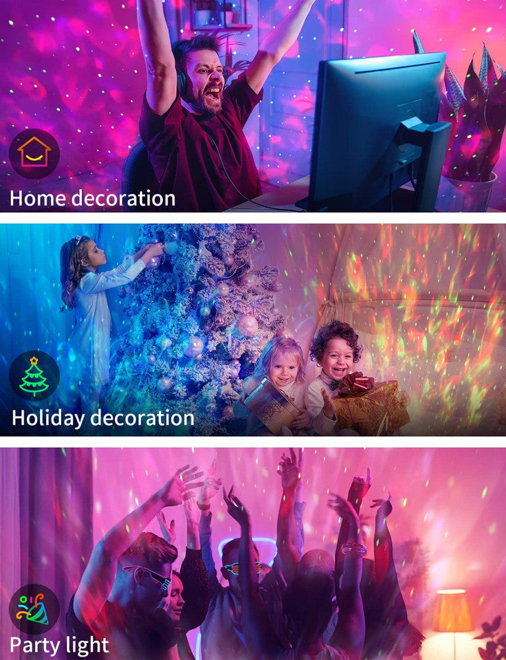 Proiector Amouhom, Lumini LED, Cablu USB, Telecomanda, Bluethooth