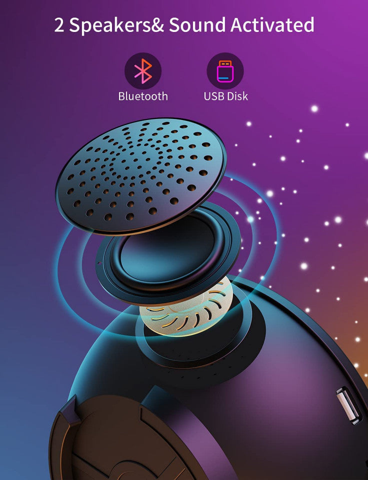 Proiector Amouhom, Lumini LED, Cablu USB, Telecomanda, Bluethooth