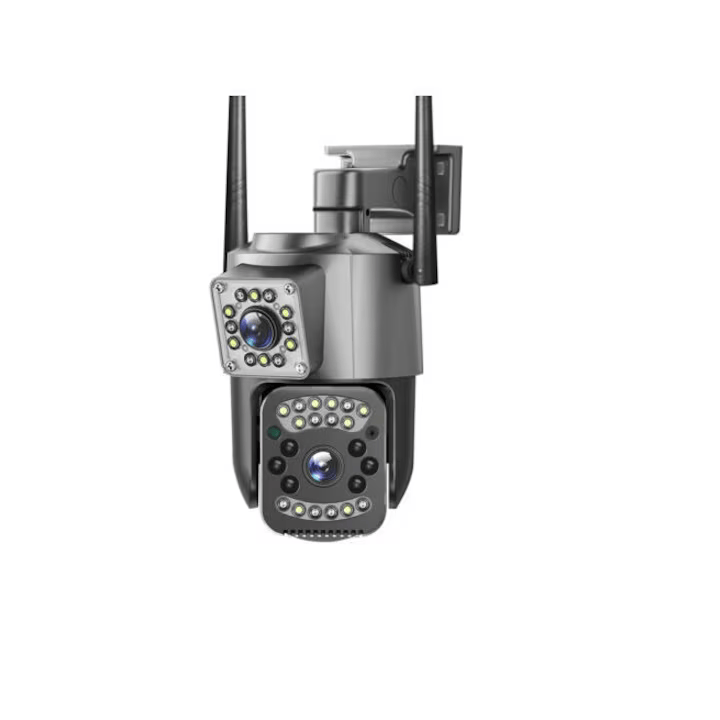 SET 2X Camere 4G/LAN Dual Lens, Detectare Miscare cu Senzor Inteligent, 1080P 4+4MP, Zoom 10X, IP66, PTZ 360°