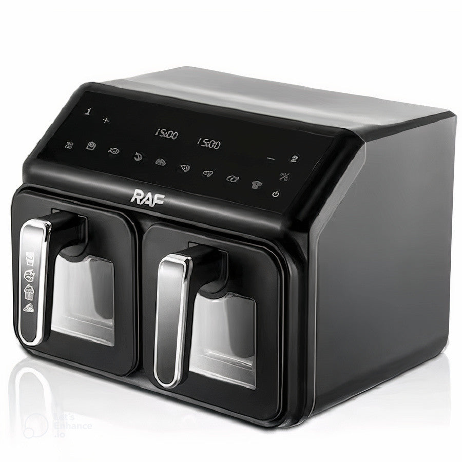 Friteuza Leihmann - Air Fryer Dublu - 3000W, Capacitate 10L - Smart Sensing, cu Cantarire Inteligenta + 100 Hartii Copt Cadou