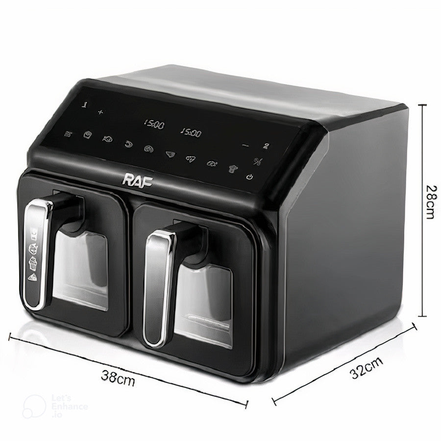 Friteuza Leihmann - Air Fryer Dublu - 3000W, Capacitate 10L - Smart Sensing, cu Cantarire Inteligenta + 100 Hartii Copt Cadou