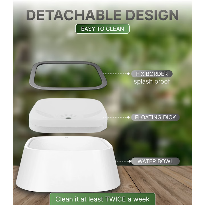 Bol de Apa pentru Pisici si Caini, 1.5L, Sistem Antistropire, Baza Antialunecare
