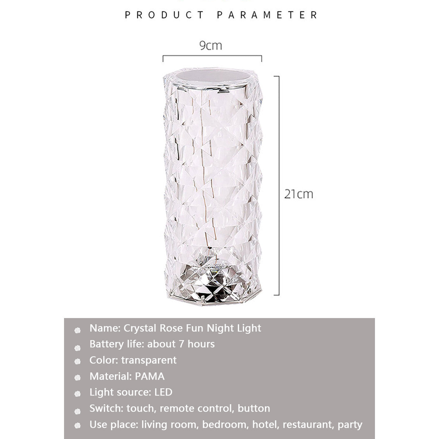 Set 2x Lampi RGB - LED cu Design Cristal, Control Tactil, Telecomanda Inclusa