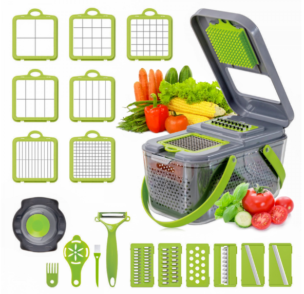 Razatoare/Feliator 6 in 1 pentru Legume, cu 22 de Accesorii VEGGIE SLICER