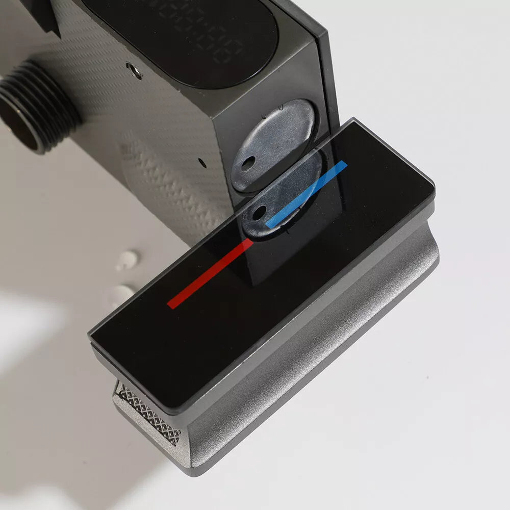 Set Baterie Coloana de Dus EliteWave - Tip Ploaie, Control Termostatic, Afisaj LED, Rotire 360°, 4 Moduri de Pulverizare