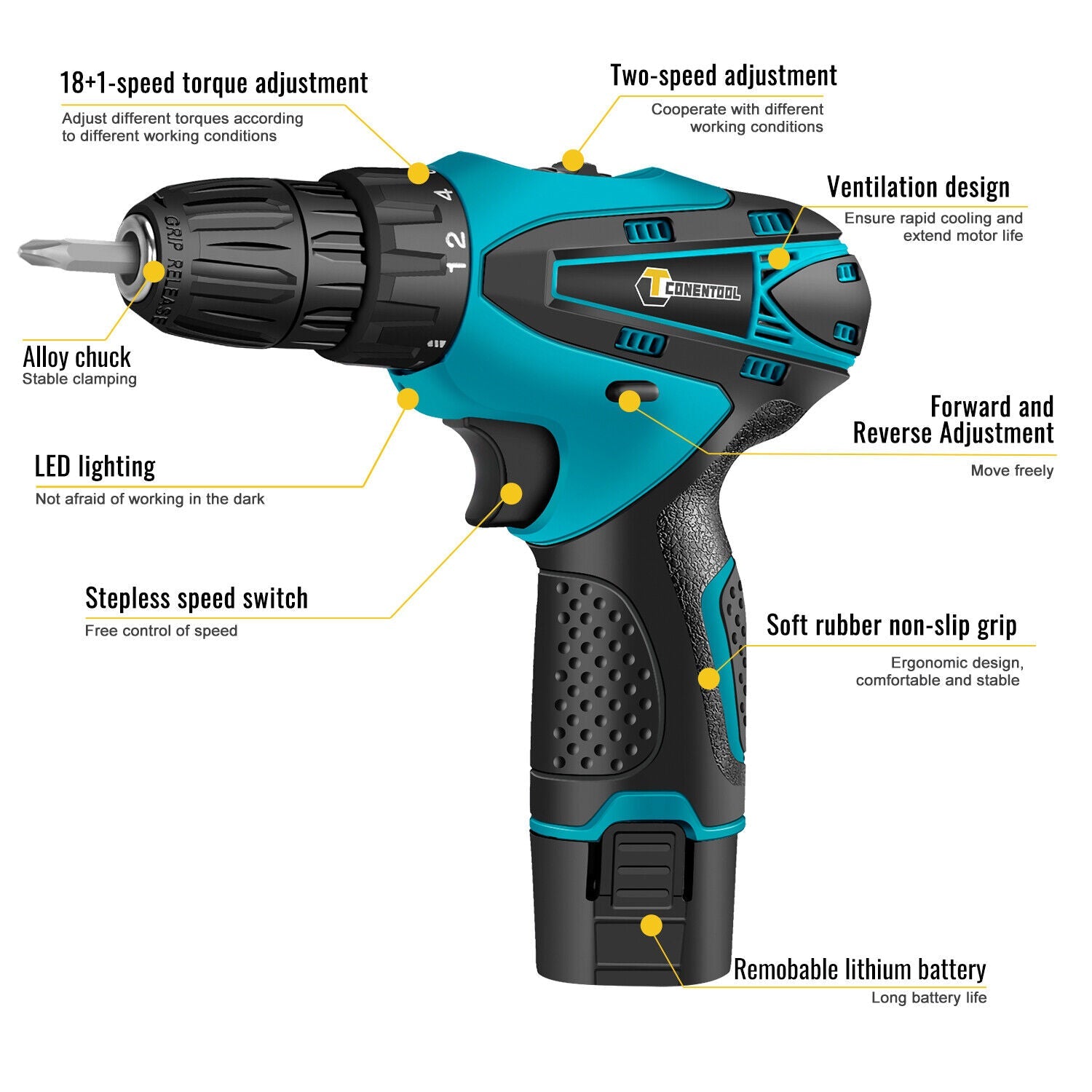 Set Bormasina Electrica, 12V Cu 2 Acumulatori, 1400 RPM Si 24 Accesorii Incluse