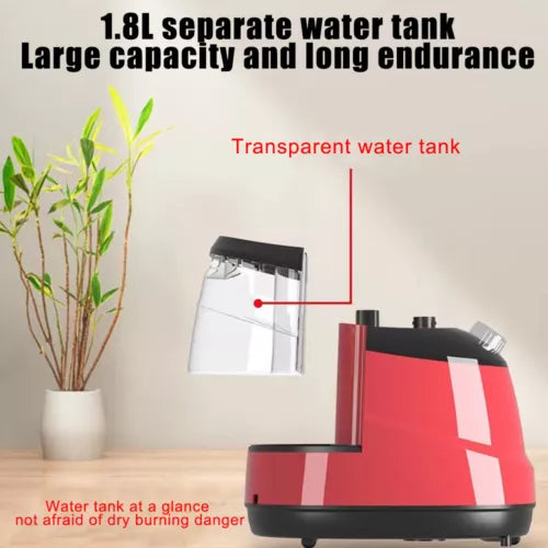 Aparat de Calcat Vertical Portabil 2000W - Hoffmans, pentru Haine si Tesaturi, Capacitate 2ll, Rosu/Negru