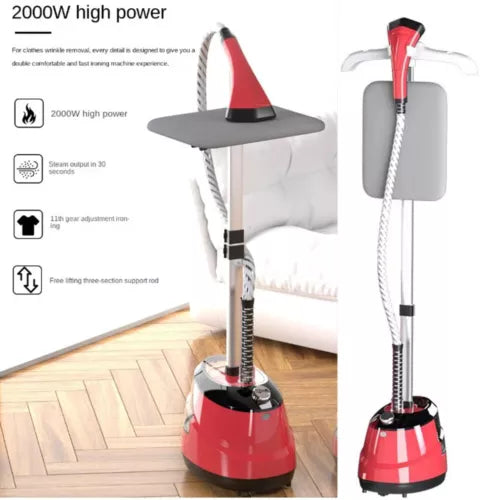 Aparat de Calcat Vertical Portabil 2000W - Hoffmans, pentru Haine si Tesaturi, Capacitate 2ll, Rosu/Negru