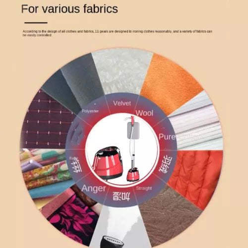 Aparat de Calcat Vertical Portabil 2000W - Hoffmans, pentru Haine si Tesaturi, Capacitate 2ll, Rosu/Negru