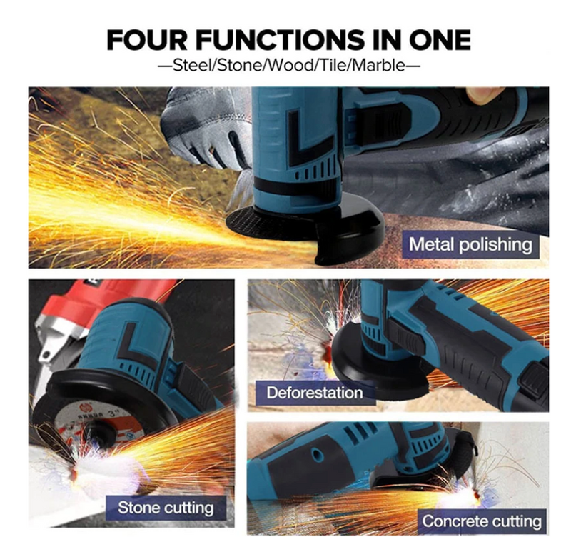 Polizor Portabil de 12V - 2x Acumulatori, Motor fara Perii, Discuri 76mm